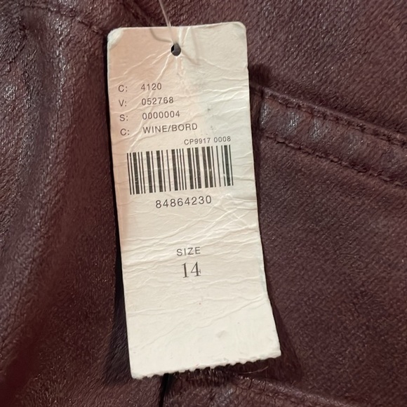 NWT Anthropology Burgundy Madi Front Slit Coated Denim Skirt Size 14 - Picture 13 of 14